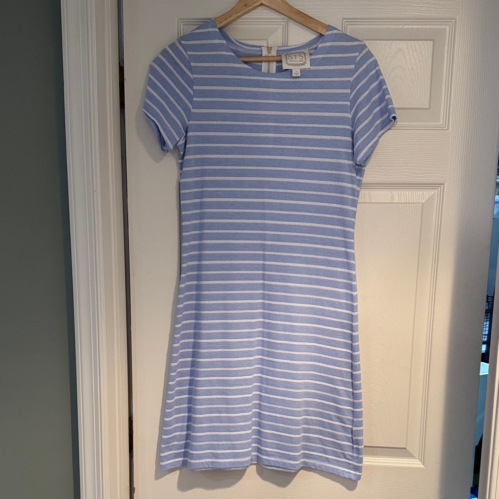 Sail to Sable Blue and White Striped Dress size small